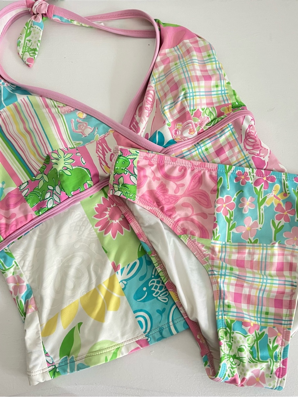 Lilly Pulitzer vintage tankini suit patchwork 
Size 6